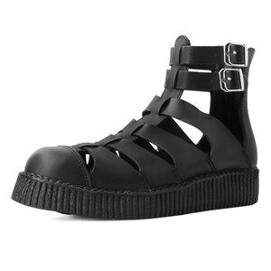 💙💖NWT T.U.K. Black TUKSkin Vegan Leather Gladiator Viva Low Sandals